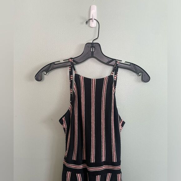 Joie Halter Black and Pink Striped Wide leg Cropped Jumpsuit SZ XXS - Picture 3 of 8